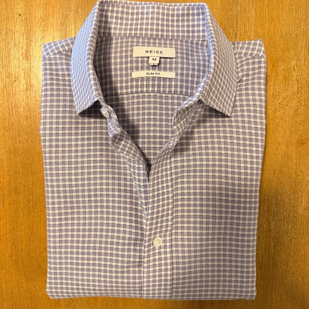Reiss Men's Luxe Button Down Shirt Slim Fit M